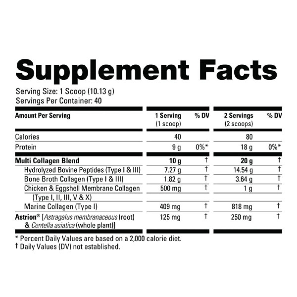 Хондропротектор (для спорту) NutraBio Multi Collagen Skin, Hair,Nail & Joint Support 405 g /40 servings/ Unflavored