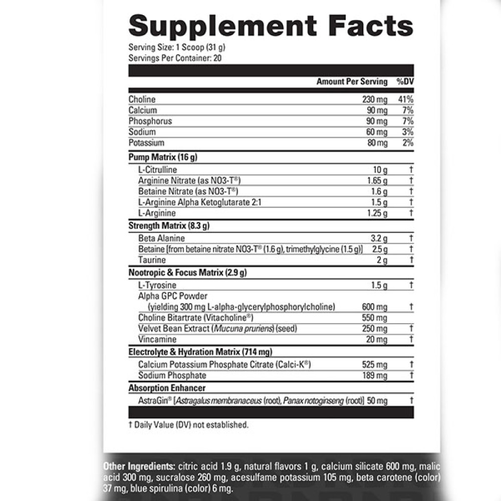 Комплекс до тренування NutraBio PRE Stim-Free Maximum Strenght Pre-Workout 620 g /20 servings/ Lemon Burst