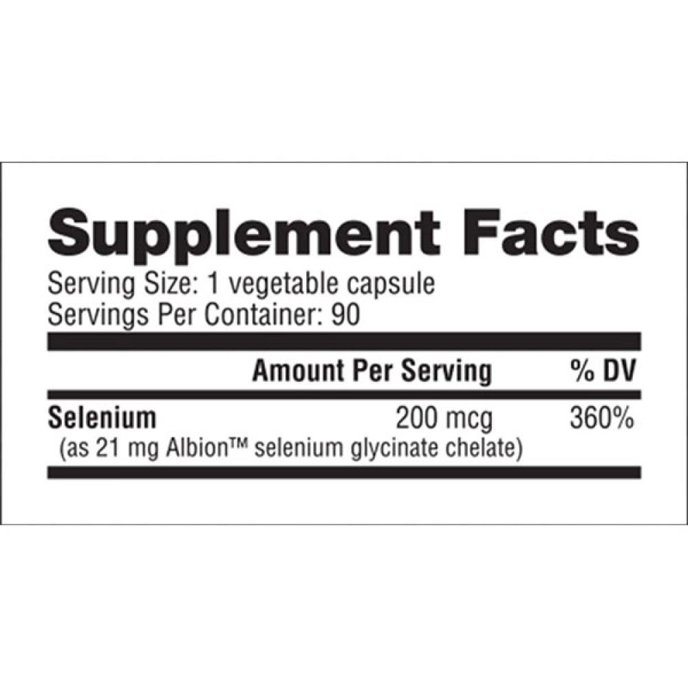 Мікроелемент Селен для спорту NutraBio Selenium Albion Glycinate Chelated 200 mcg 90 Caps