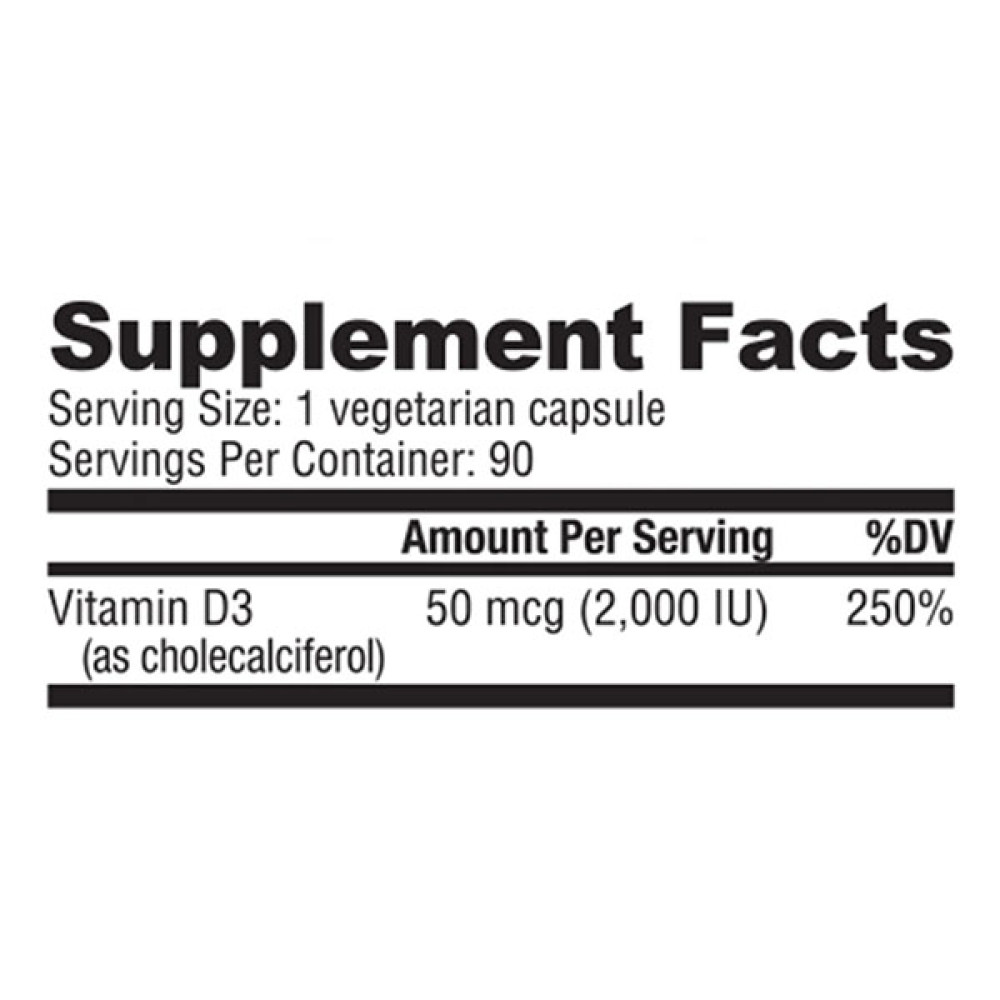 Вітамін D для спорту NutraBio Vitamin D3 2000 IU 90 Caps