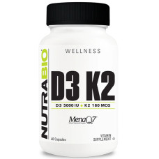 Вітамін D3+K2 для спорту NutraBio Vitamin D3/K2 60 Caps