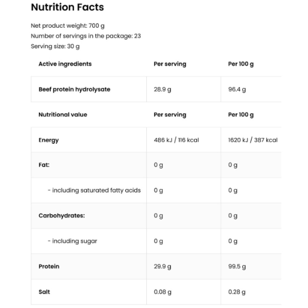 Протеїн OstroVit Hydro Beef Protein 700 g /23 servings/ Cola
