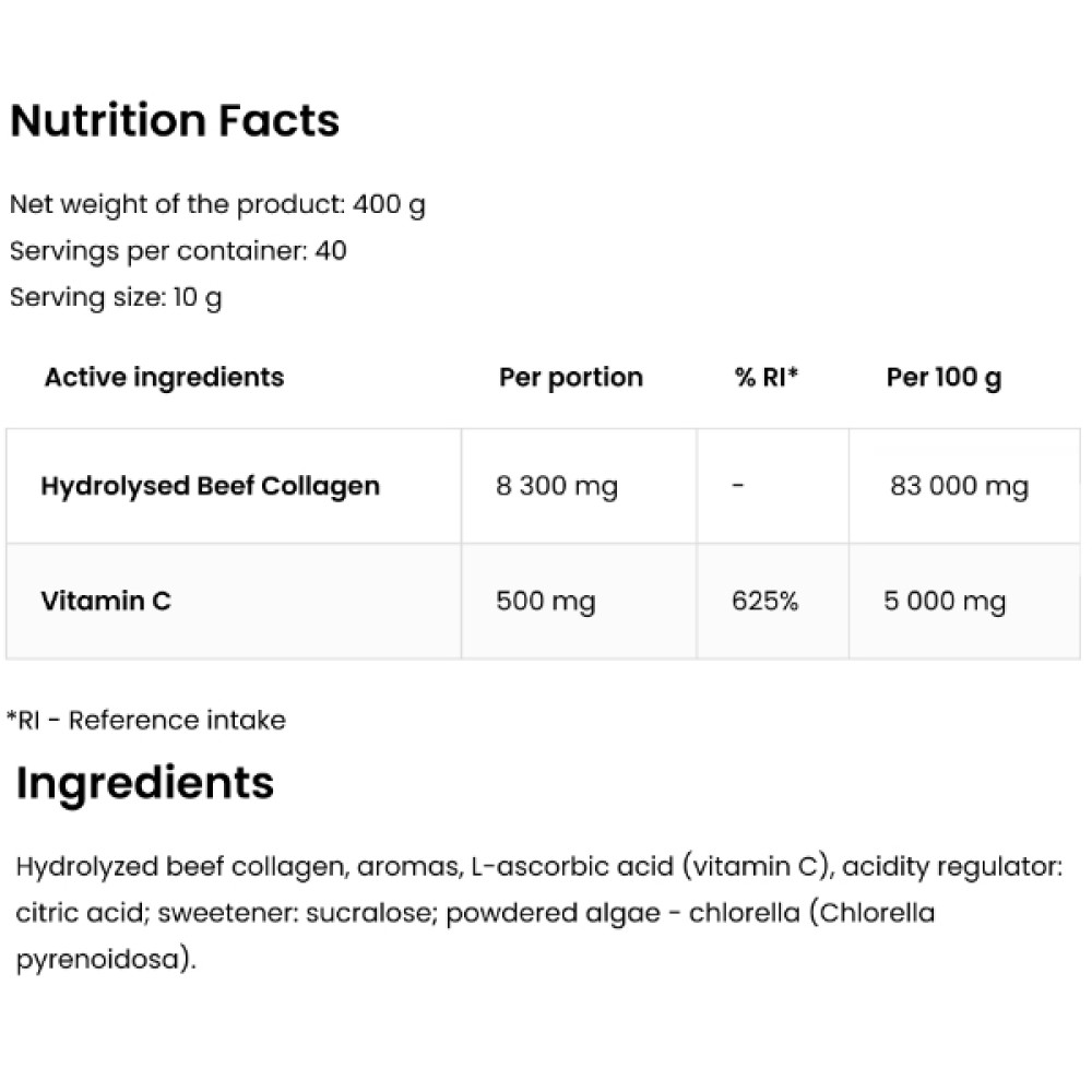 Хондропротектор (для спорту) OstroVit Collagen + Vitamin C 400 g /40 servings/ Cucumber Mint
