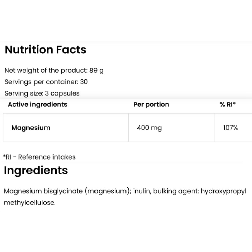 Мікроелемент Магній для спорту OstroVit Magnesium Glycinate 400 mg 90 Caps