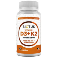 Комплекс Вітамін D3+K2 Biotus D3+K2 1000 IU/50 mcg 120 Caps