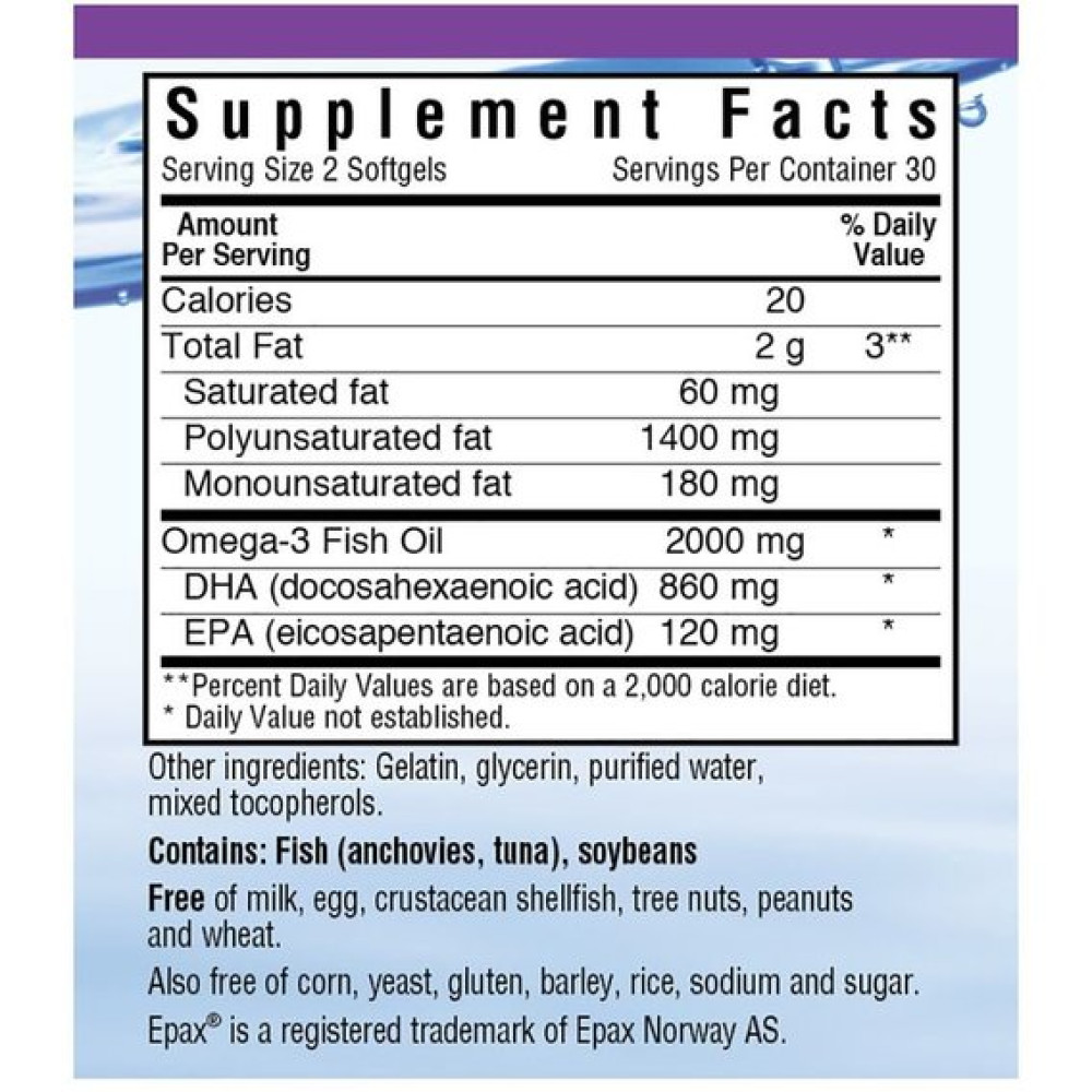 Омега 3 Bluebonnet Nutrition Natural Omega-3, Brain Formula 60 Softgels BLB0944