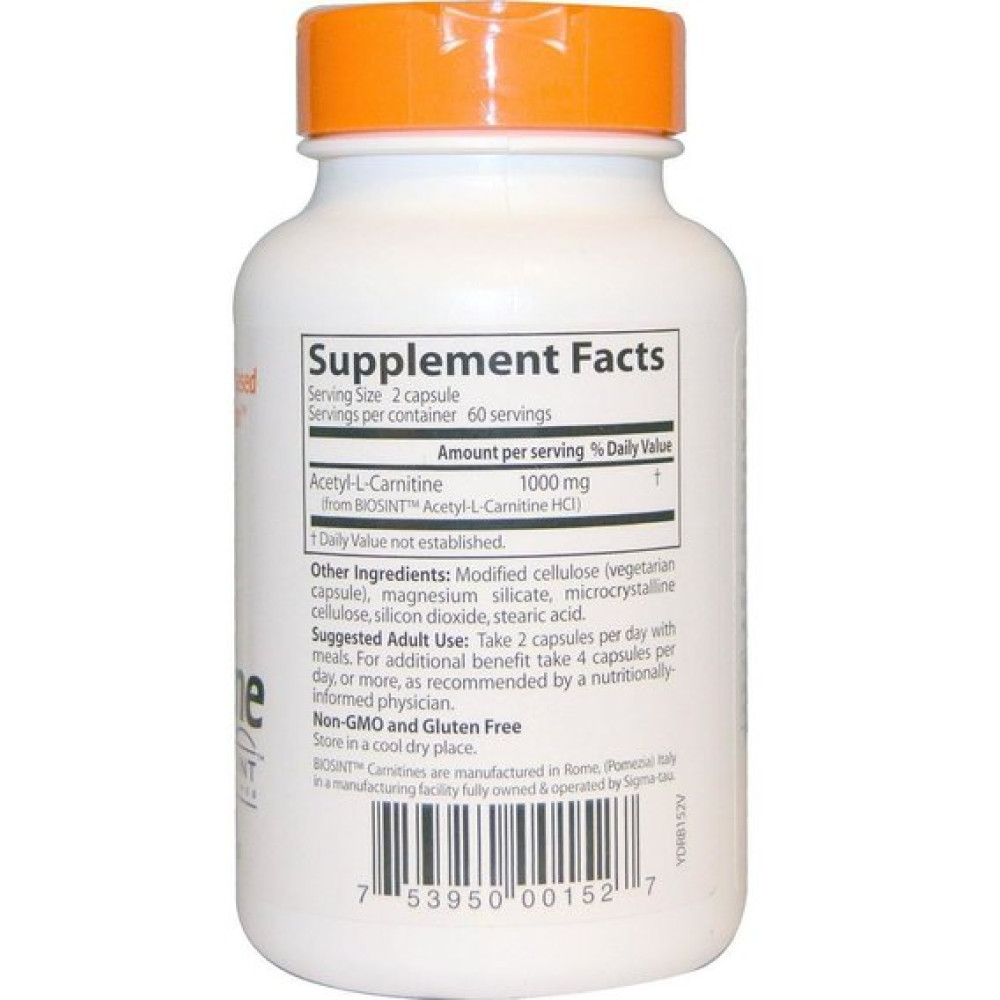 Комплекс Ацетил/Карнітін Doctor's Best Acetyl-L-Carnitine with Biosint Carnitines 500 mg 120 Caps