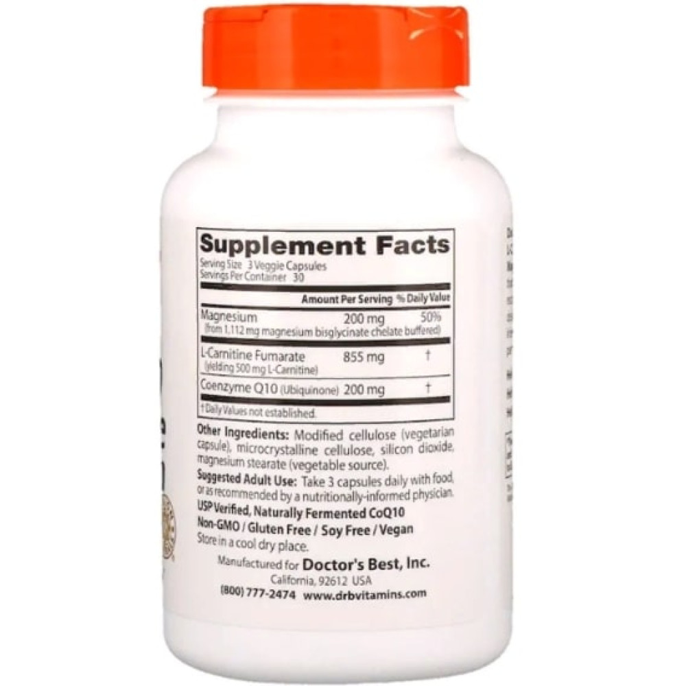 Коензим Doctor's Best CoQ10 L-Carnitine Magnesium 90 Veg Caps DRB-00477