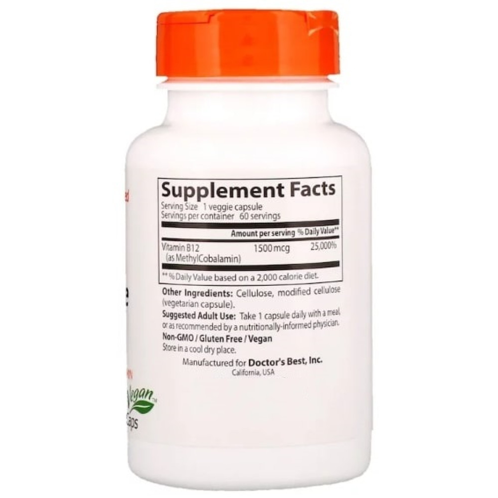 Вітамін Б12 Doctor's Best Fully Active B12 1500 mcg 60 Veg Caps DRB-00286
