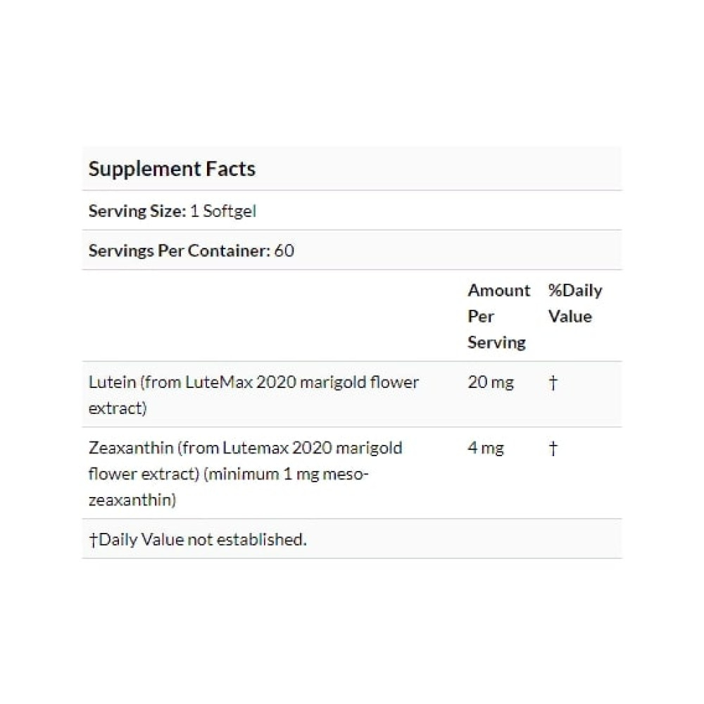 Лютеїн Doctor's Best Lutein with Lutemax 2020 20 mg 60 Softgels DRB-00369