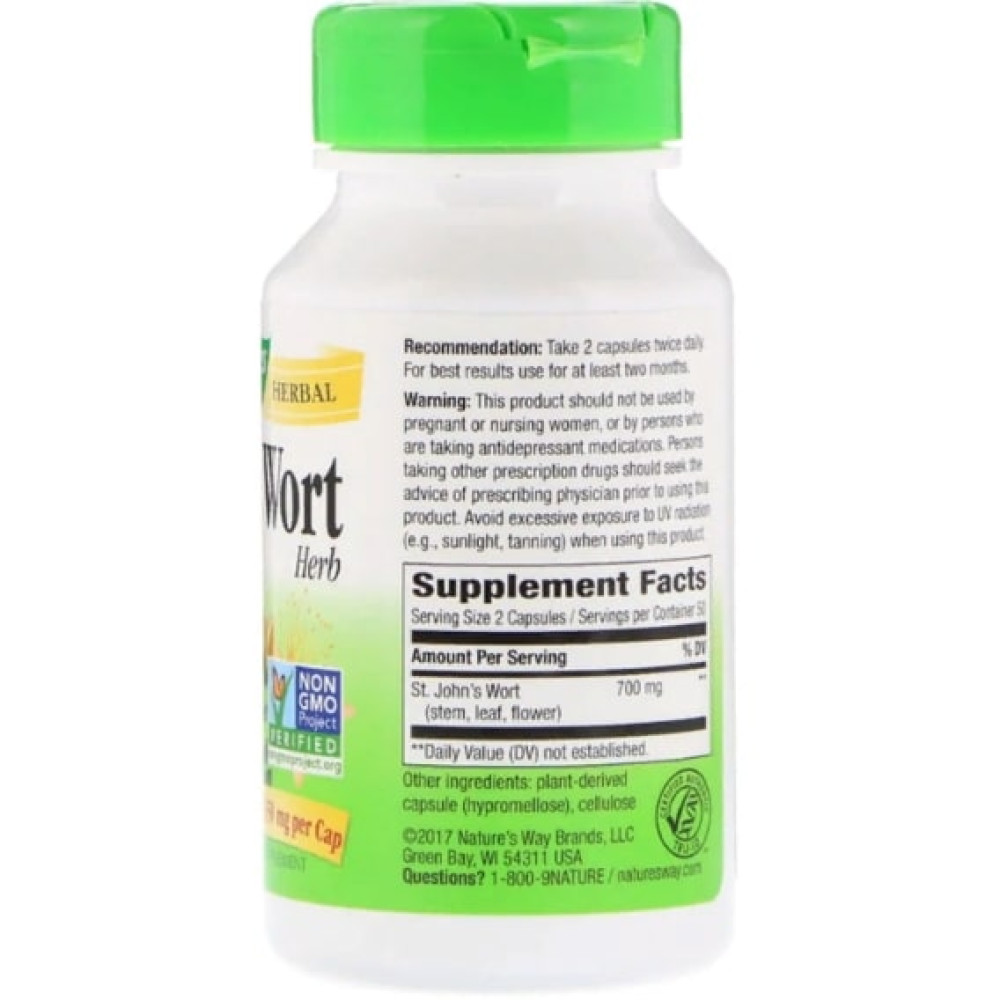 Комплекс для профілактики нервової системи Nature's Way St. John's Wort, Herb 350 mg 100 Veg Caps NWY17300