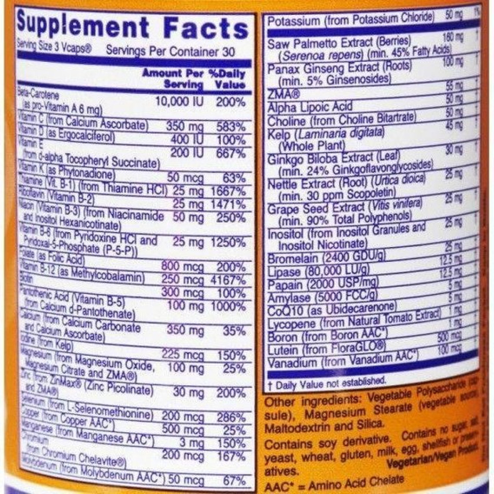 Вітамінно-мінеральний комплекс NOW Foods ADAM, Superior Men's Multi 60 Tabs