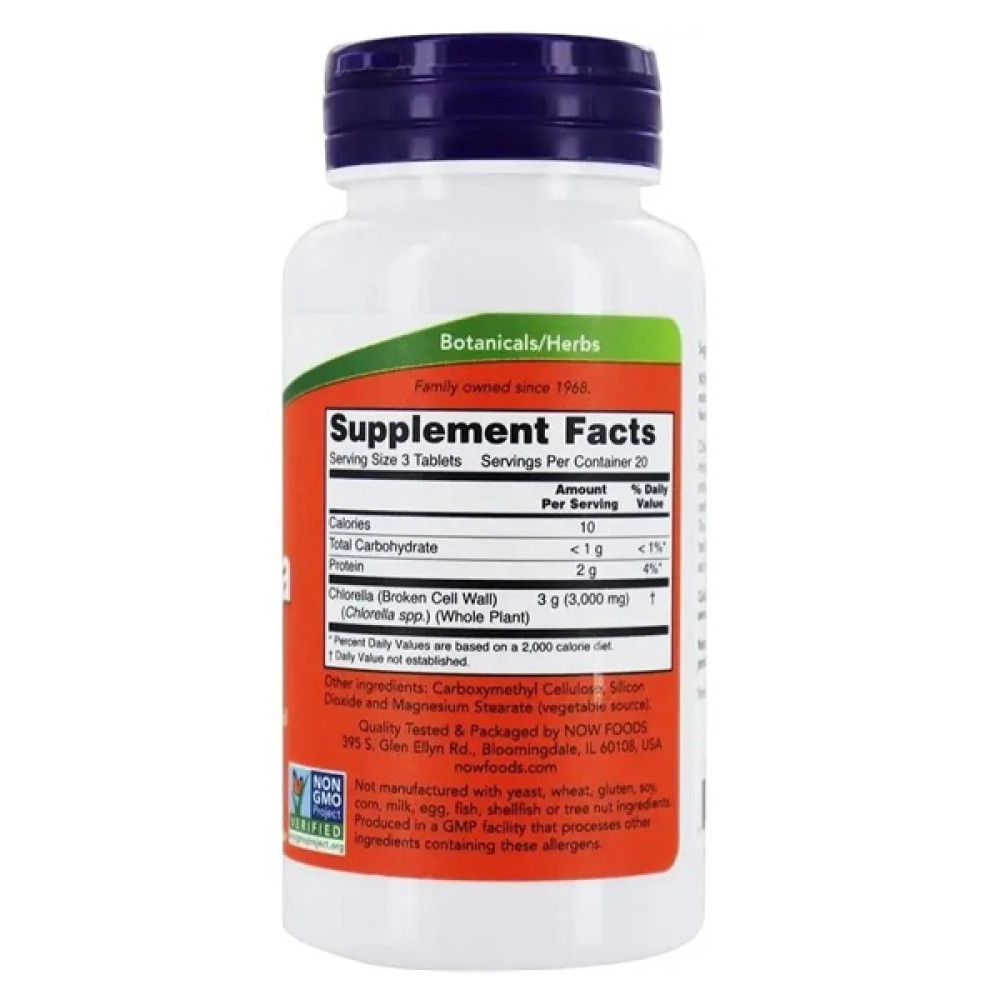 Хлорела NOW Foods Chlorella 1000 mg 60 Tabs