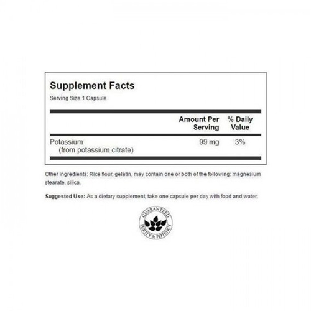 Мікроелемент Калій Swanson Potassium Citrate 99 mg 120 Caps