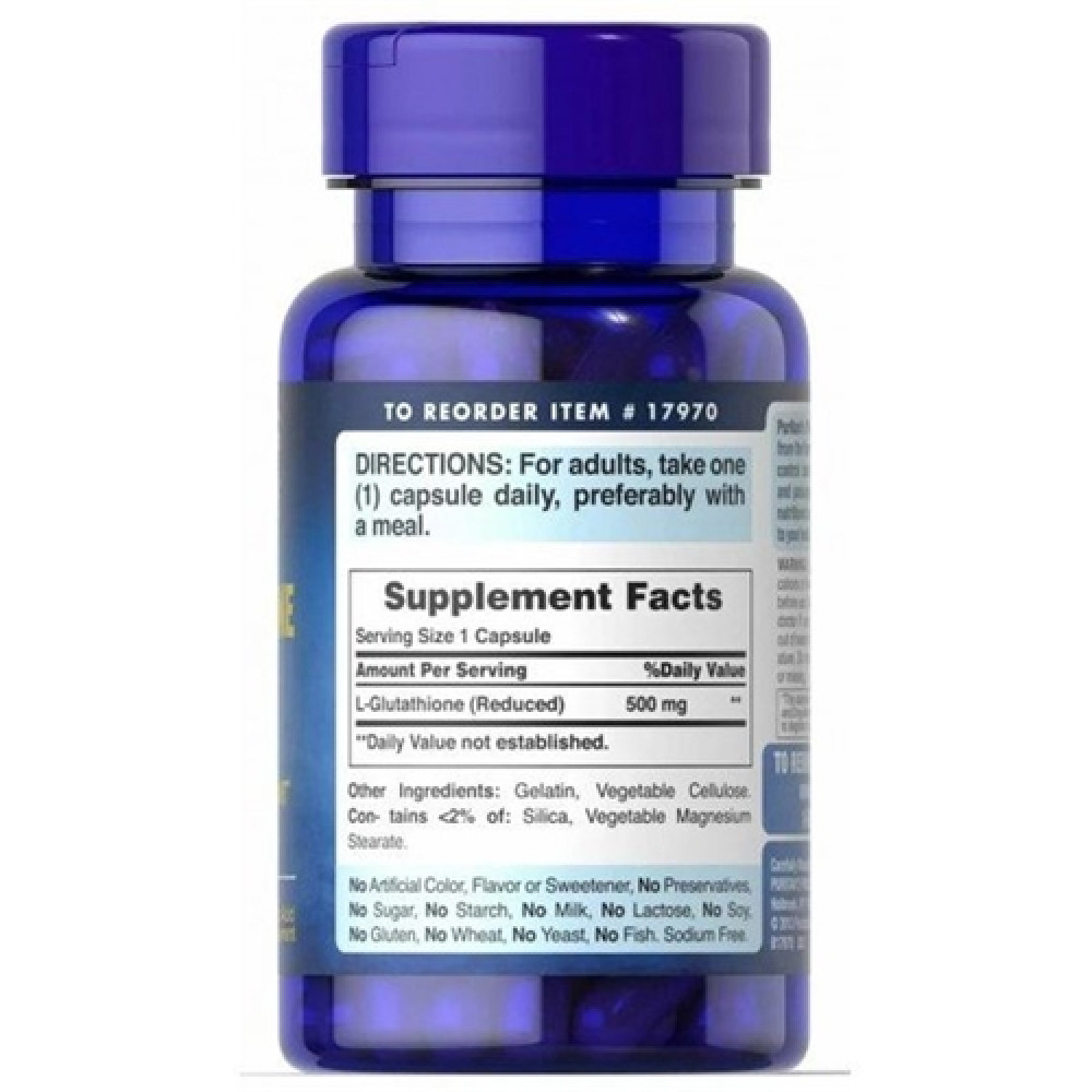 Глутатіон Puritan's Pride L-Glutathione 500 mg 30 Caps