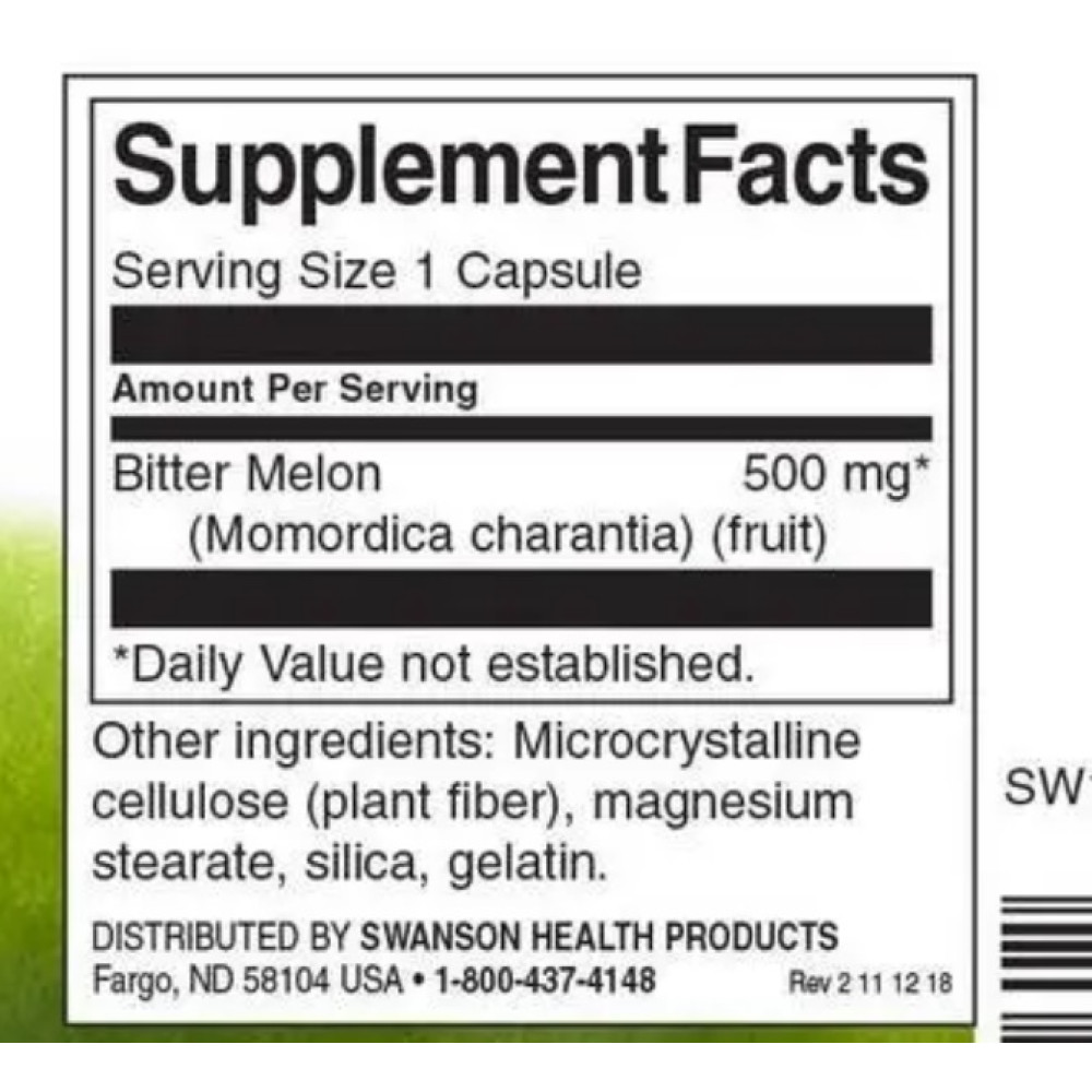 Суміш екстрактів Swanson Bitter Melon 500 mg 60 Caps