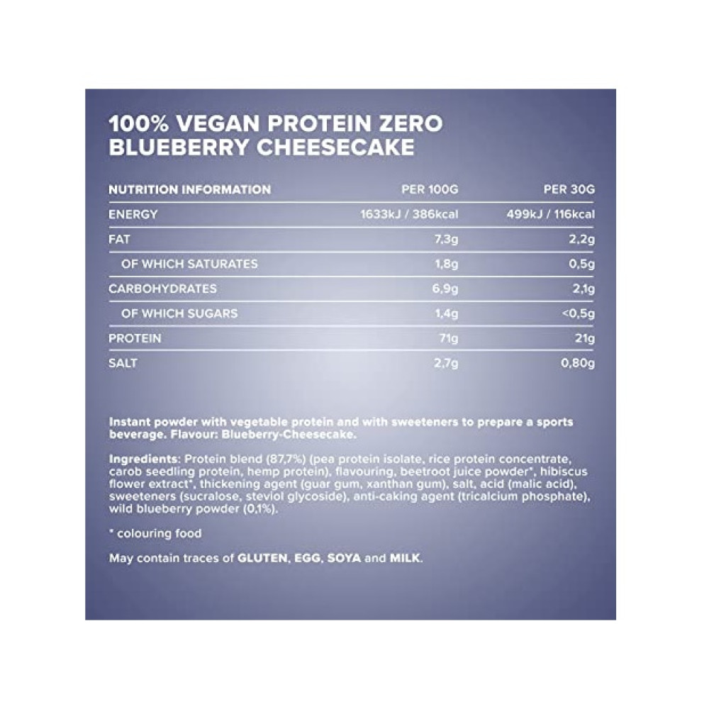 Протеїн IronMaxx 100% Vegan Protein Zero 500 g /16 servings/ Blueberry Cheesecake