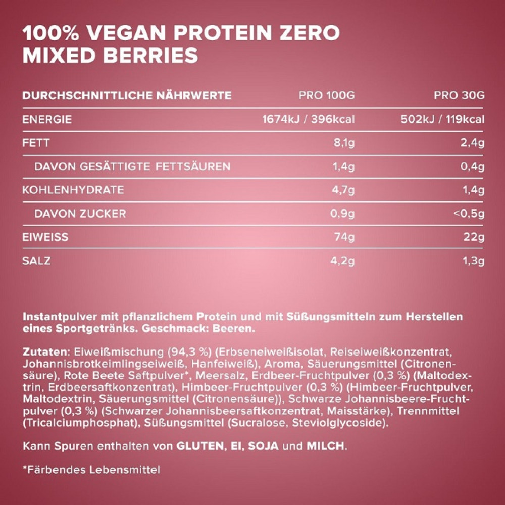 Протеїн IronMaxx 100% Vegan Protein Zero 500 g /16 servings/ Berry
