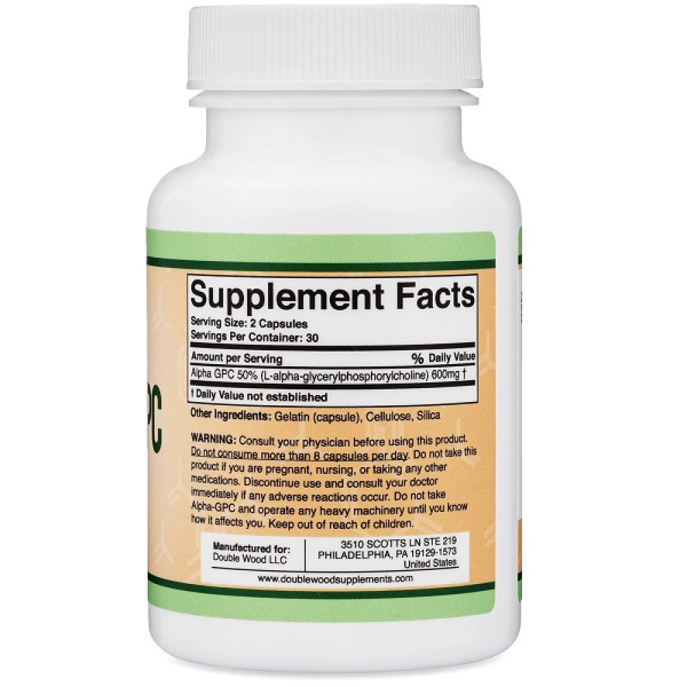 Комплекс для профілактики роботи головного мозку Double Wood Alpha GPC 300 mg 60 Caps