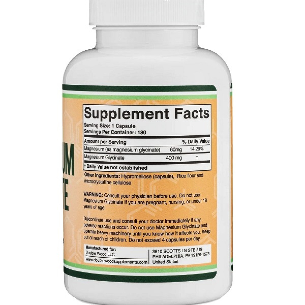 Мікроелемент Магній Double Wood Magnesium Glycinate 400 mg 180 Caps