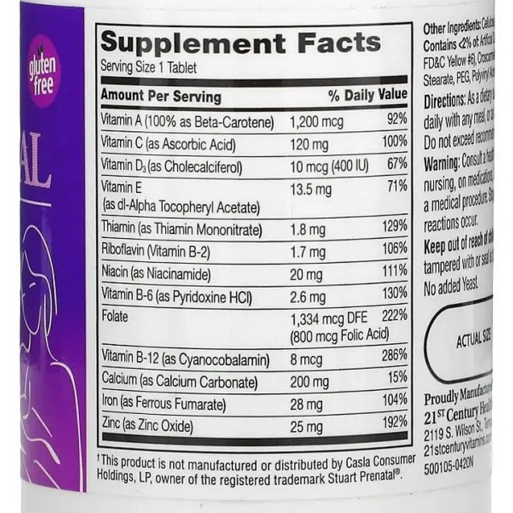 Вітамінно-мінеральний комплекс 21st Century PreNatal with Folic Acid 60 Tabs CEN27310