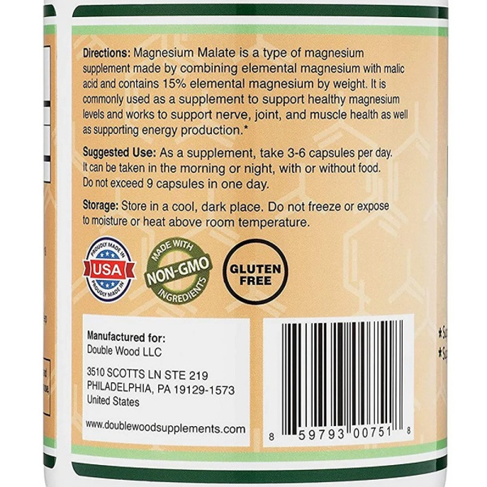 Мікроелемент Магній Double Wood Magnesium Malate 500 mg 420 Caps