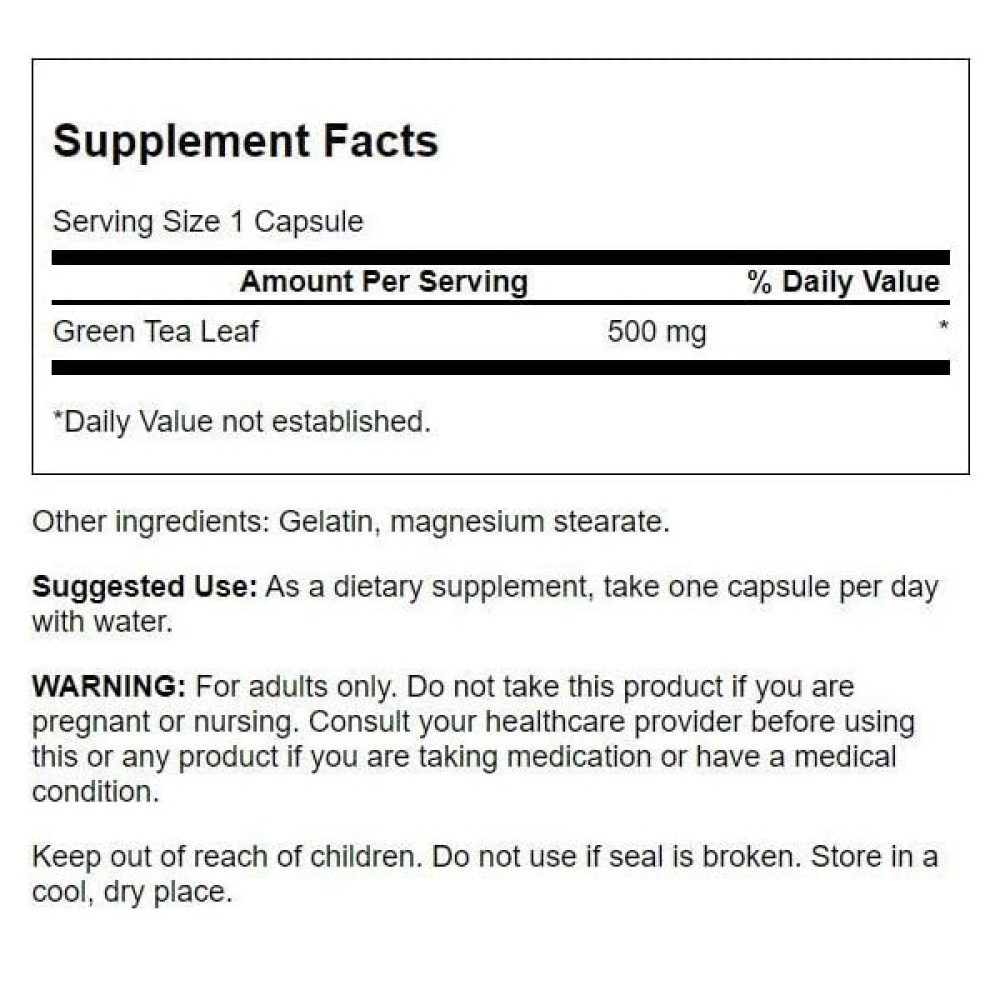 Зелений чай Swanson Green Tea 500 mg 30 Caps