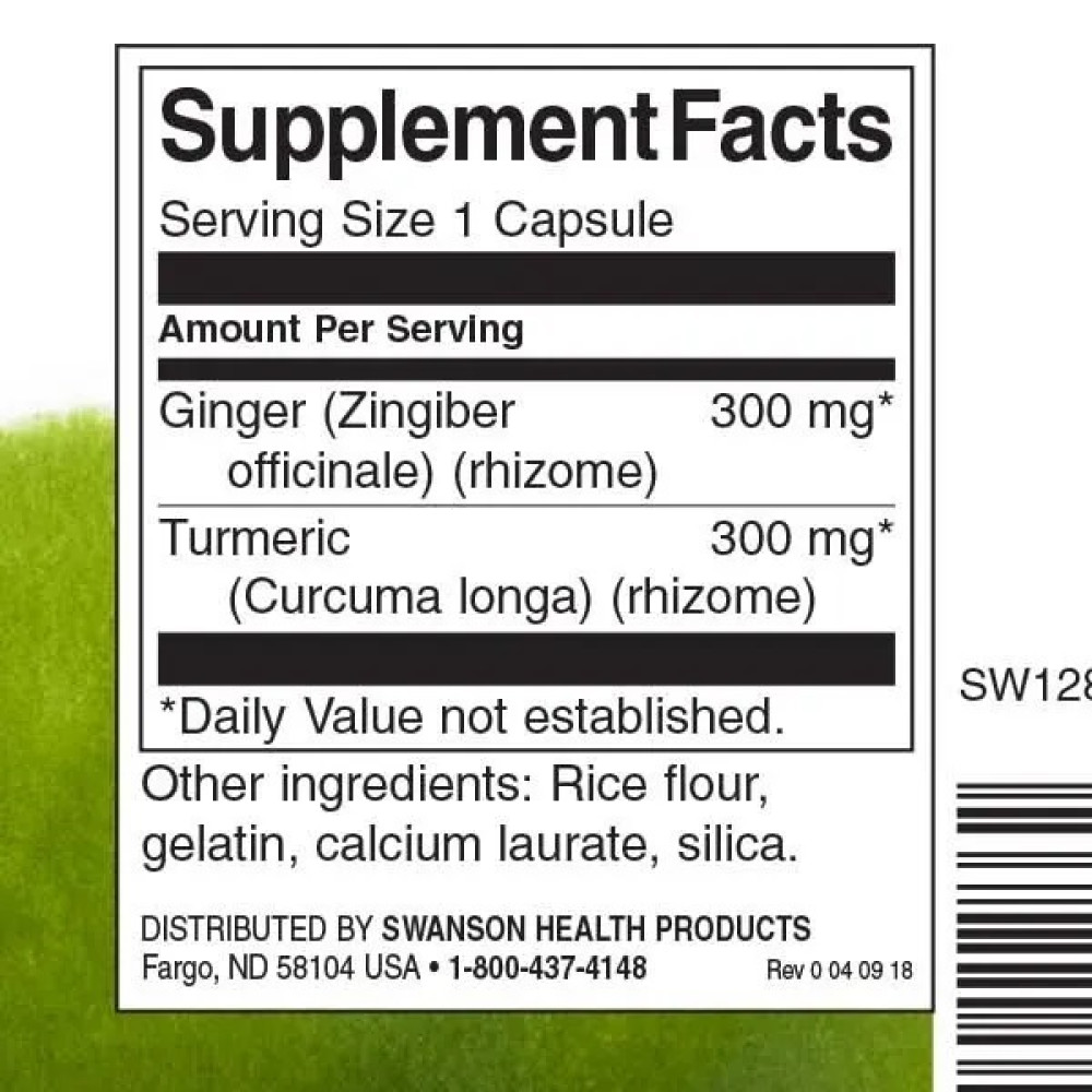 Антиоксидант Swanson Full Spectrum Ginger Turmeric 60 Caps
