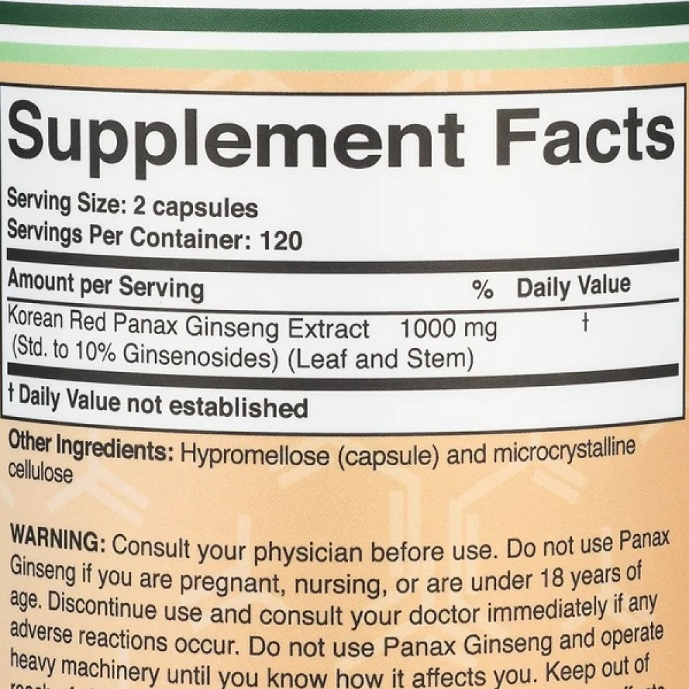 Комплекс для профілактики нервової системи Double Wood Korean Panax Ginseng 1000 mg (2 caps per serving) 240 Caps
