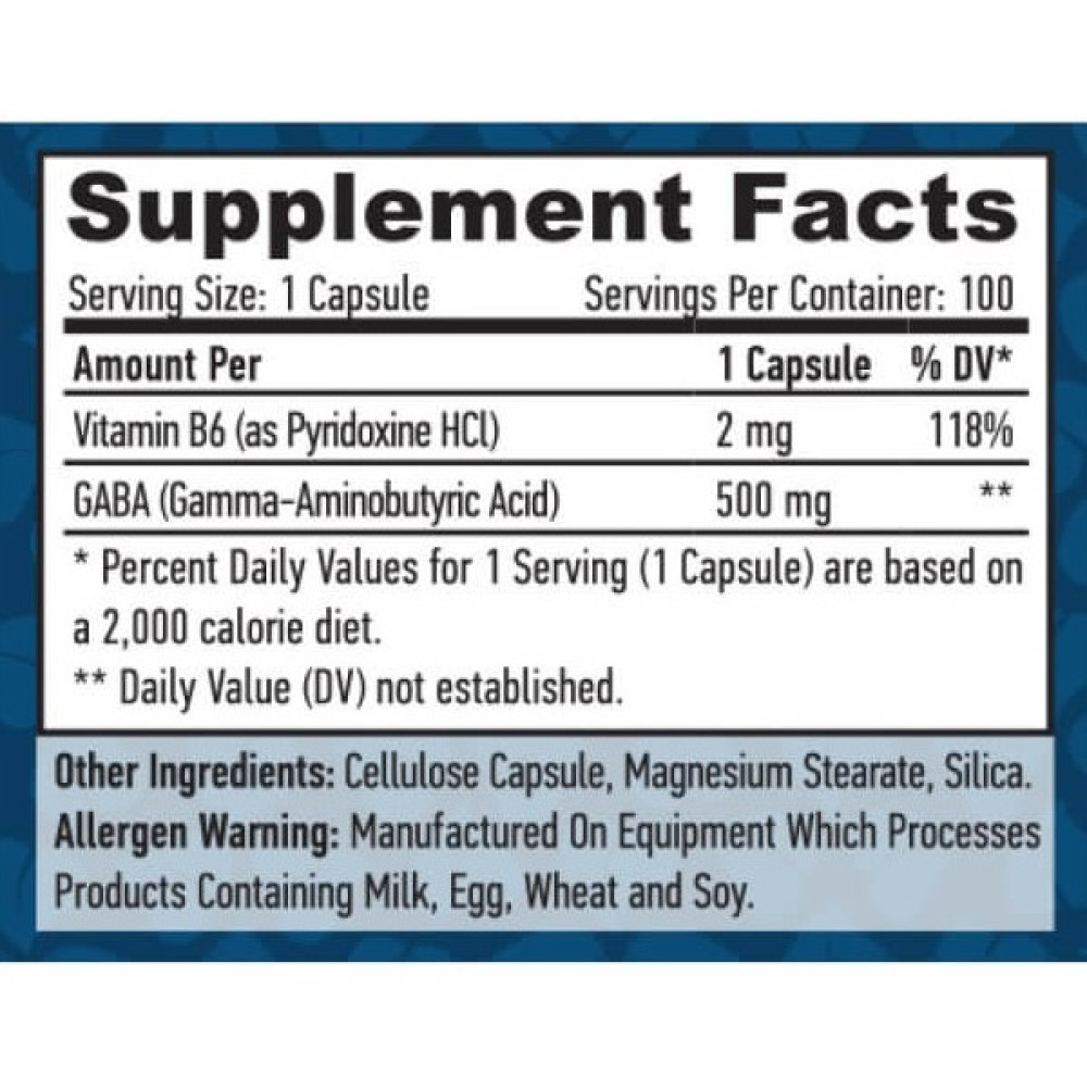Амінокомплекс Haya Labs Gaba + B6 500 mg 100 Veg Caps