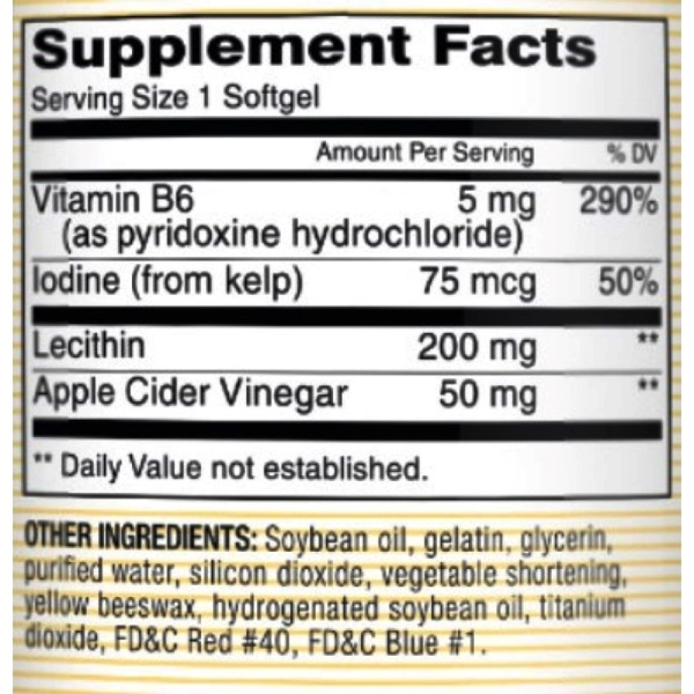 Лецитин Mason Natural Lecithin With Kelp/Vitamin B 6 Plus Cider Vinegar 100 Caps