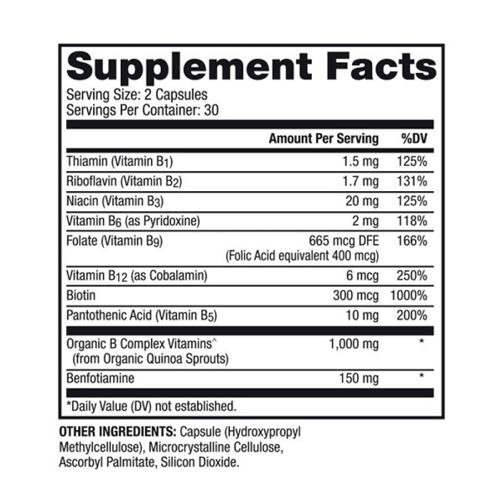 В комплекс Dr. Mercola Vitamin B Complex with Benfotiamine 60 Caps