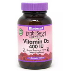 Вітамін D Bluebonnet Nutrition Earth Sweet Chewables Vitamin D3 400 IU 90 Chewable Tabs Raspberry