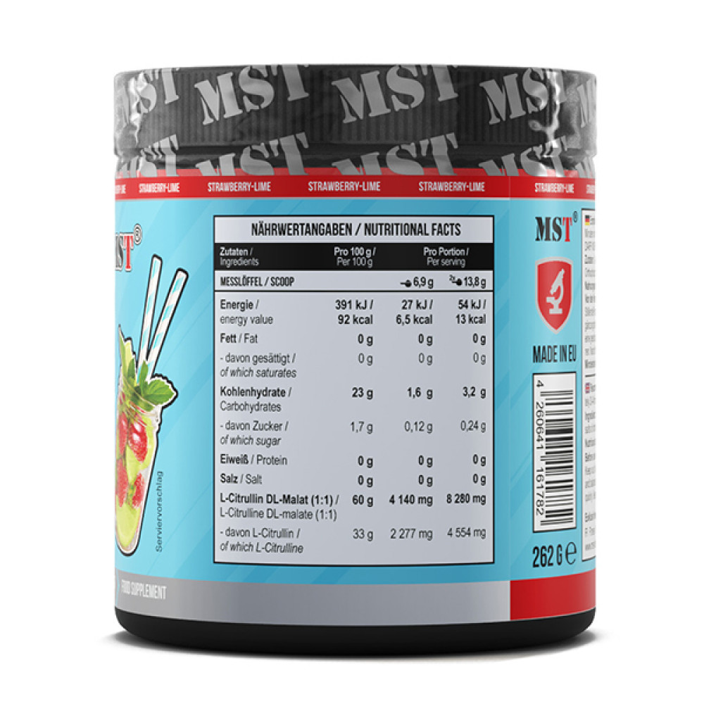 Цитрулін для спорту MST Nutrition Citrulline Pump 262 g /37 servings/ Strawberry Lime