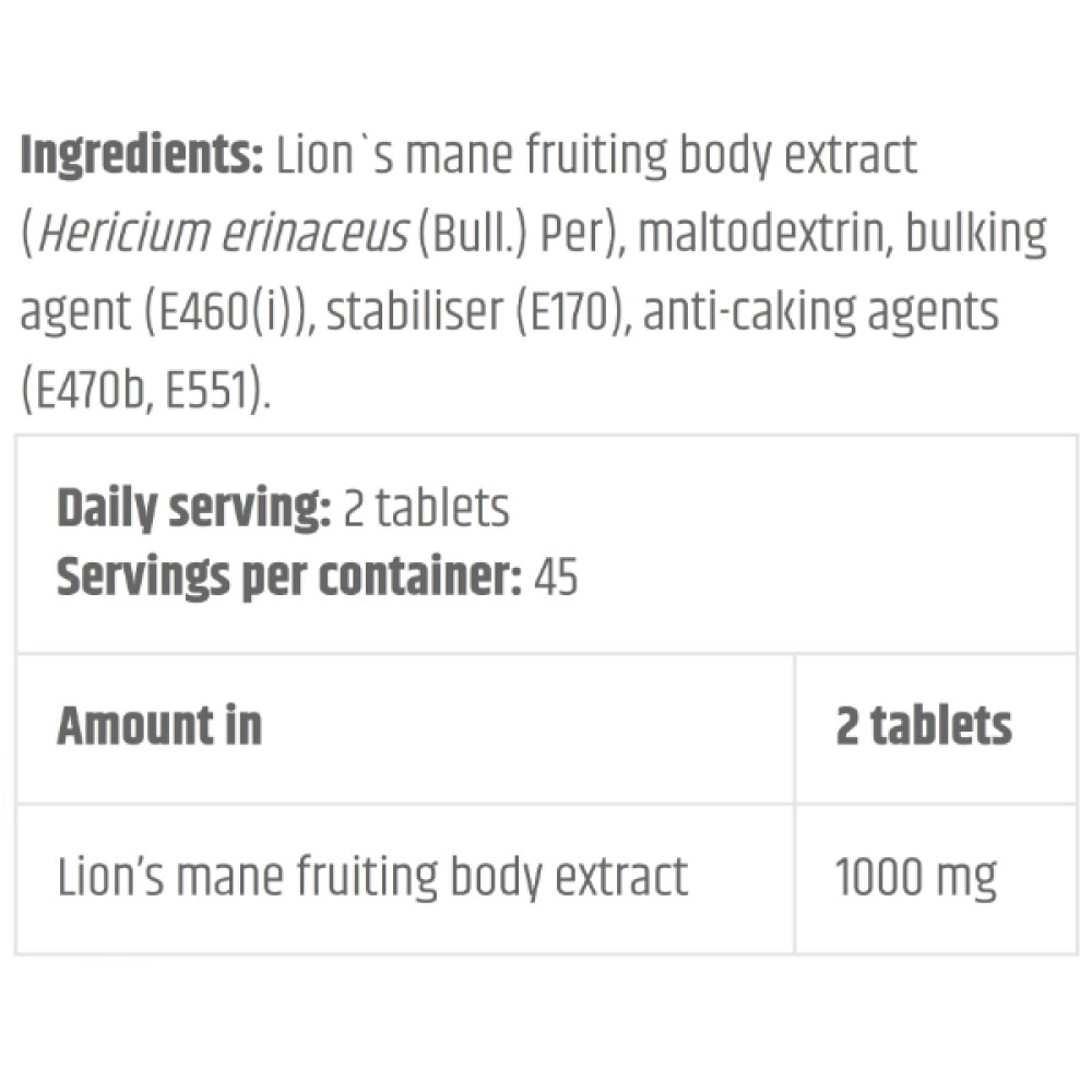 Комплекс для профілактики роботи головного мозку Kevin Levrone Gold Lion's Mane 1000 mg 90 Tabs
