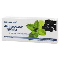 Покращення роботи кишечника Farmakom Вугілля Активоване М’ята + Фенхель Серія «Карбоактив» 50 таб