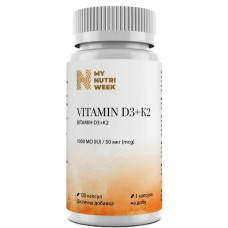 Комплекс Вітамін D3+K2 My Nutri Week D3+K2, 1000 IU/50 mcg 120 Caps