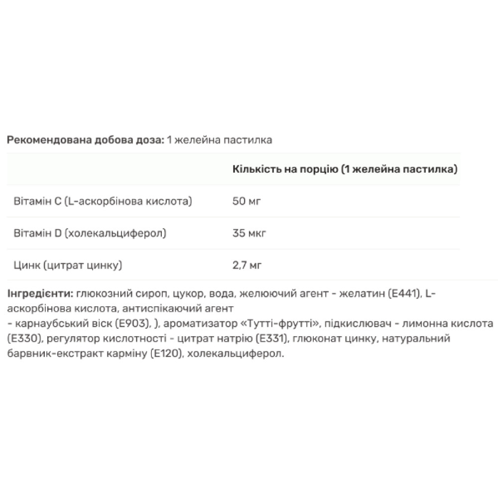 Вітамінно-мінеральний комплекс для дітей My Nutri Week Kids C+D+Zink Vitamins 60 Gummies Tutti Frutti