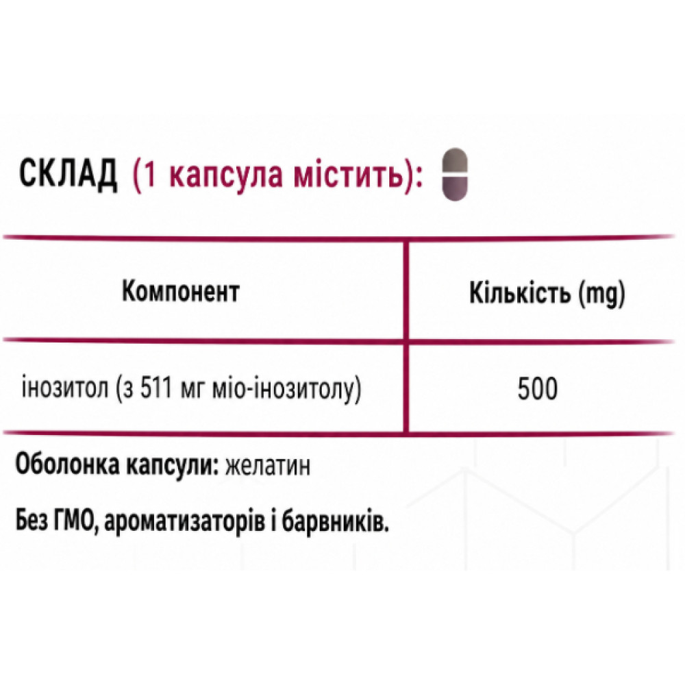 Інозитол Green Visa Міо-інозитол 500 mg 90 капс