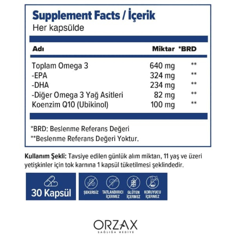 Омега 3 Orzax Ocean Omega-3 & QH 30 Softgels