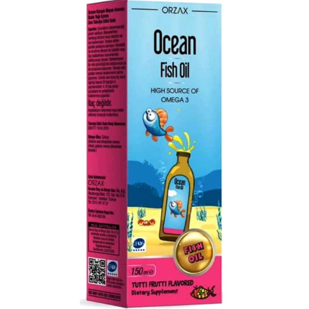 Омега для дітей Orzax Ocean Fish Oil Syrup 150 ml /30 servings/ Tutti Frutti