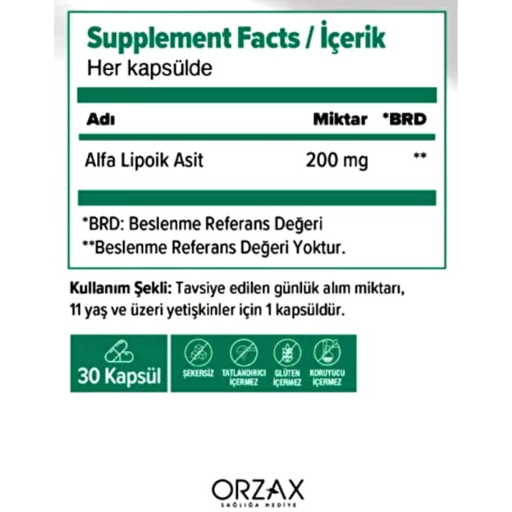 Альфа-ліпоєва кислота Orzax Ocean Alpha Lipoic Acid 200 mg 30 Veg Caps