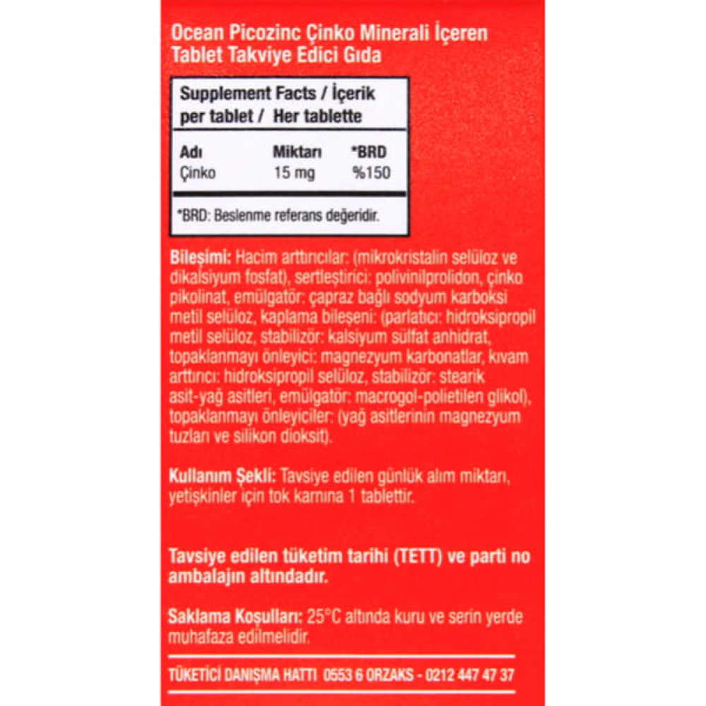 Мікроелемент Цинк Orzax Ocean Picozinc 15 mg 30 Tabs