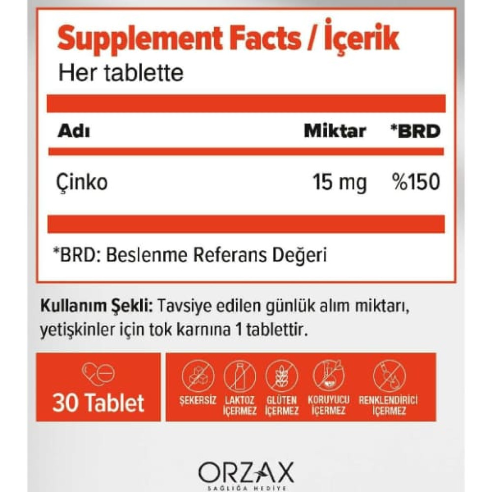 Мікроелемент Цинк Orzax Ocean Picozinc 15 mg 30 Tabs