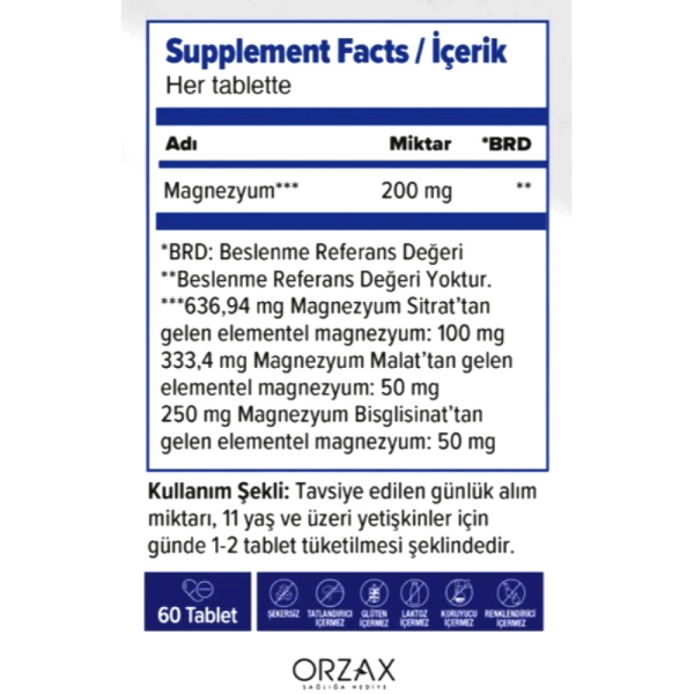 Мікроелемент Магній Orzax Ocean ExtraMag ThreoG 200 mg 60 Tabs