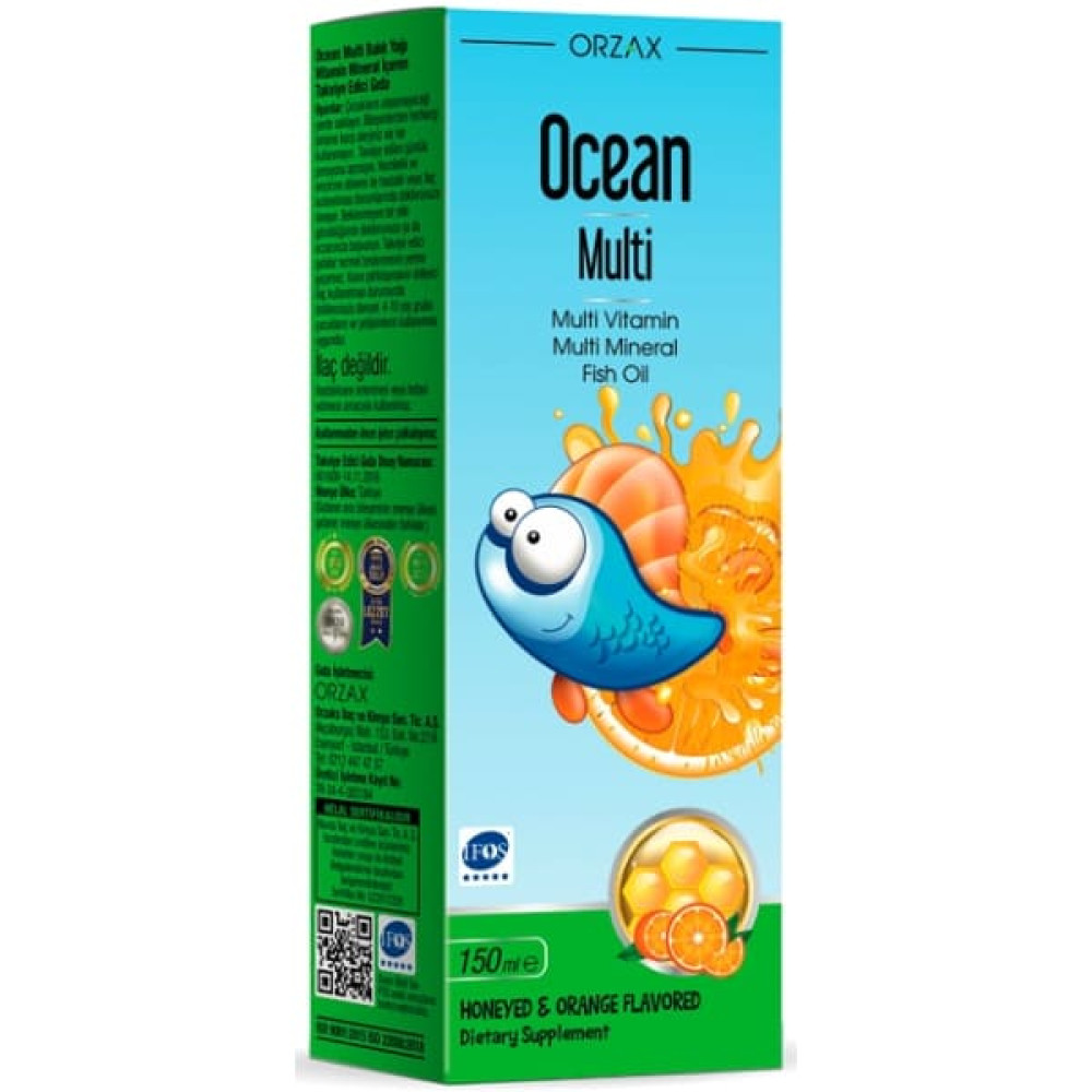 Вітамінно-мінеральний комплекс для дітей Orzax Ocean Multi Syrup 150 ml /15 servings/ Honey and Orange