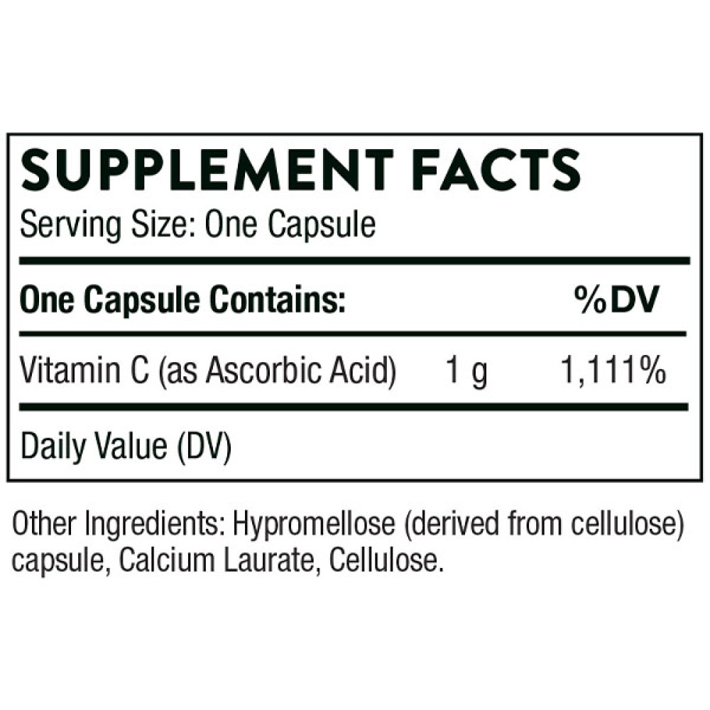 Вітамін C Thorne Research Ascorbic Acid, Vitamin C 1 g 60 Caps