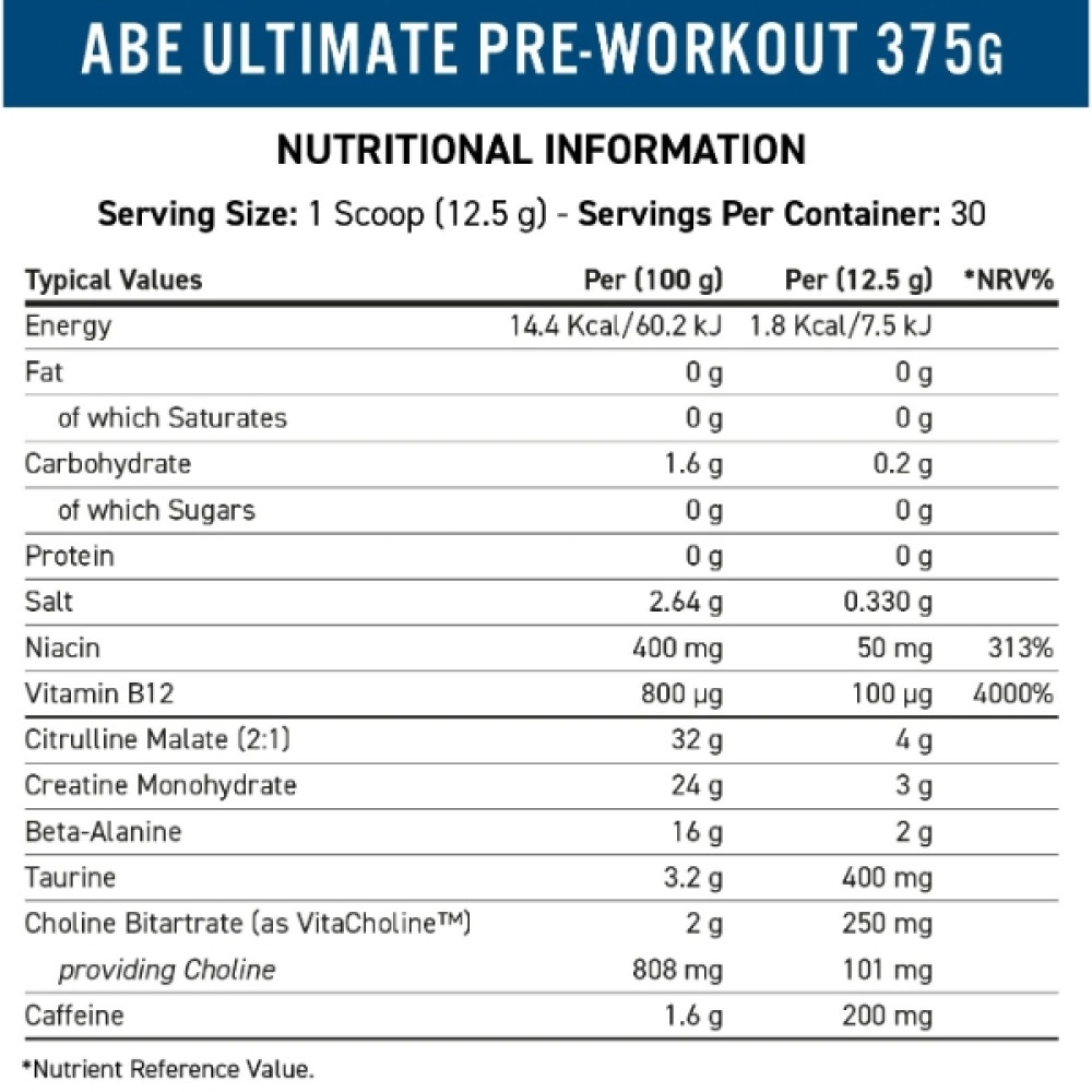 Комплекс до тренування Applied Nutrition ABE Ultimate Pre-Workout 375 g /30 servings/ Cool Watermelon