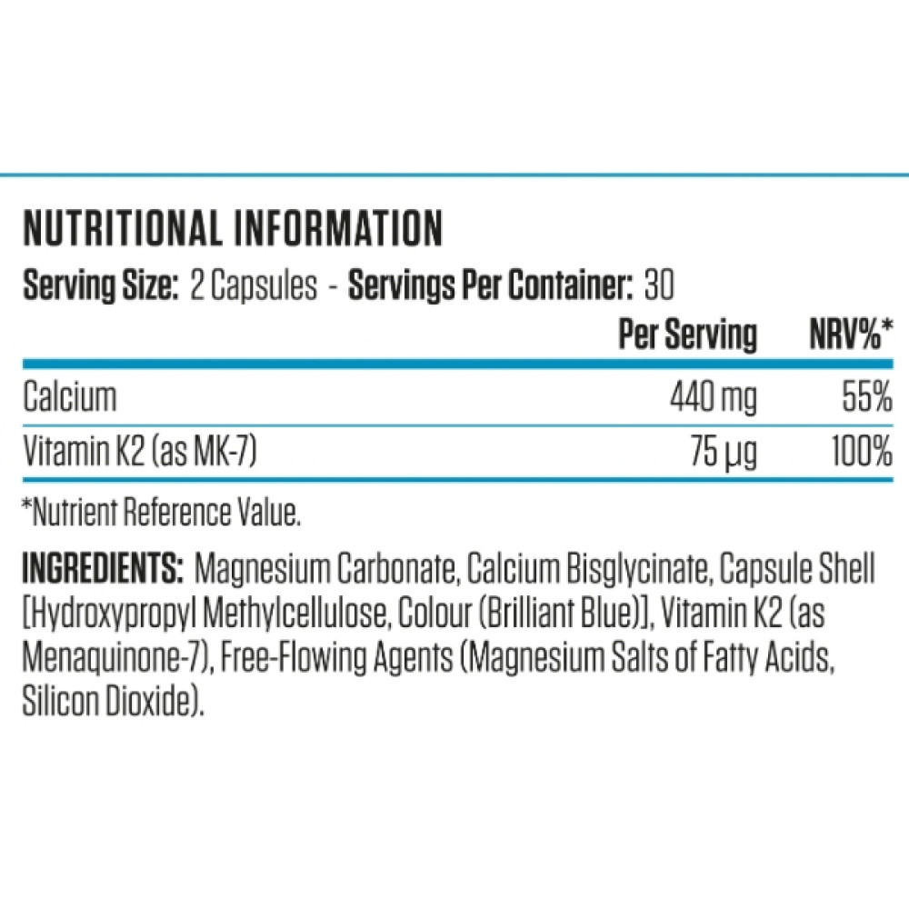 Вітамінно-мінеральний комплекс для спорту Applied Nutrition Calcium & Vitamin K2 60 Caps