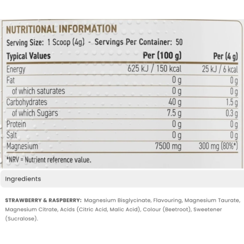 Мікроелемент Магній для спорту Applied Nutrition Tri-Magnesium 200 g /50 servings/ Strawberry Raspberry
